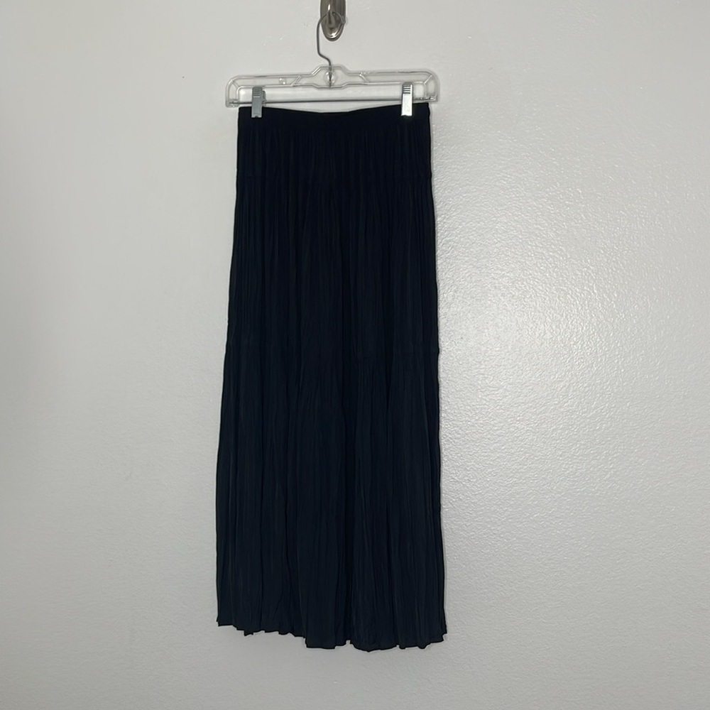 Modern Citizen Black Galena Tiered Ruched Midi A Line Skirt Size Small - Picture 2 of 6